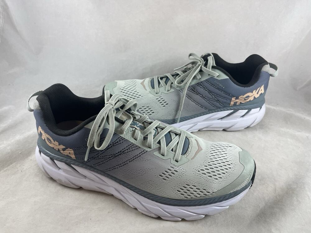 Hoka One Womens Clifton 6 Lead Seafoam Running Athletic Shoes US Size 10.5